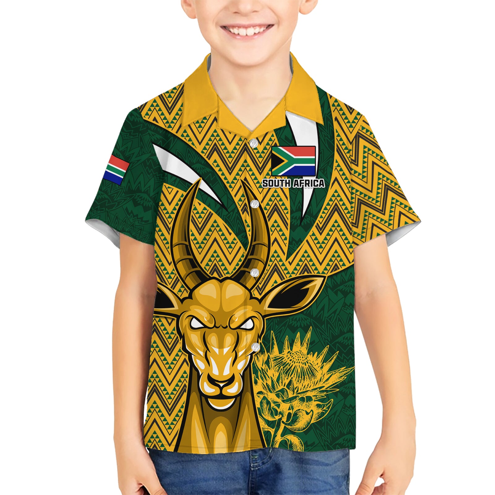 Custom South Africa Rugby Kid Hawaiian Shirt Come On Bokke Champion World Cup 2023 - Wonder Print Shop