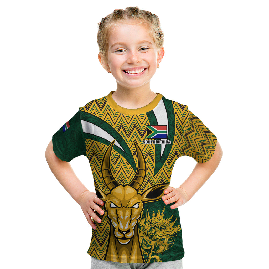 Custom South Africa Rugby Kid T Shirt Come On Bokke Champion World Cup 2023 - Wonder Print Shop