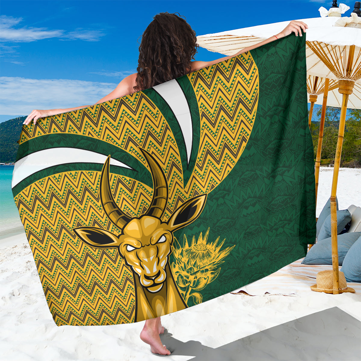 Custom South Africa Rugby Sarong Come On Bokke Champion World Cup 2023 - Wonder Print Shop