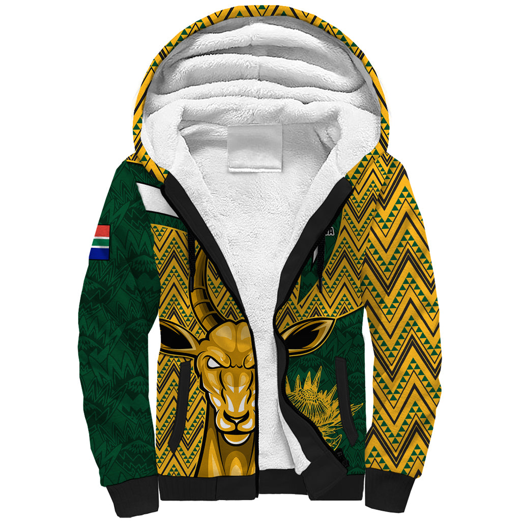 Custom South Africa Rugby Sherpa Hoodie Come On Bokke Champion World Cup 2023 - Wonder Print Shop