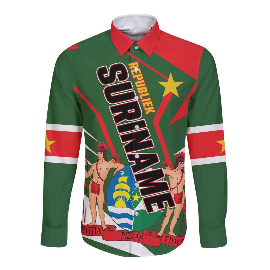 Republiek Suriname Long Sleeve Button Shirt Special Edition - Wonder Print Shop