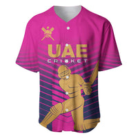Boys pink cricket jersey with V-neck and UAE Cricket front print