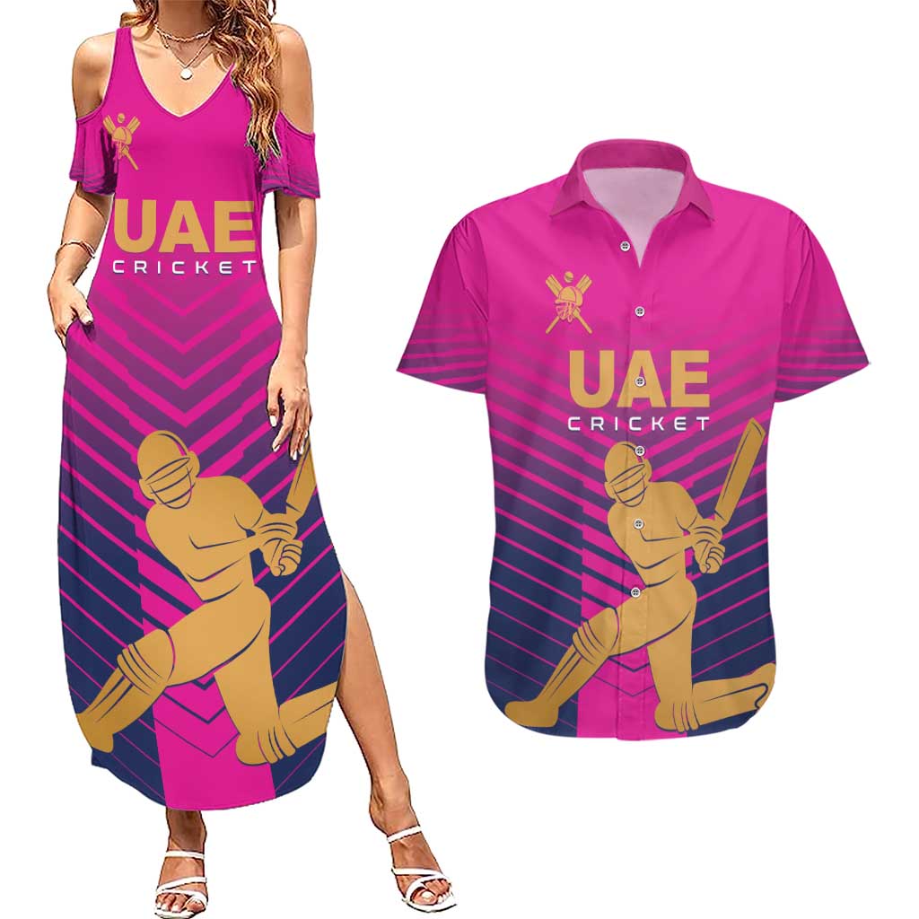 Custom United Arab Emirates Cricket Couples Matching Summer Maxi Dress and Hawaiian Shirt Go Boys Team UAE - Wonder Print Shop