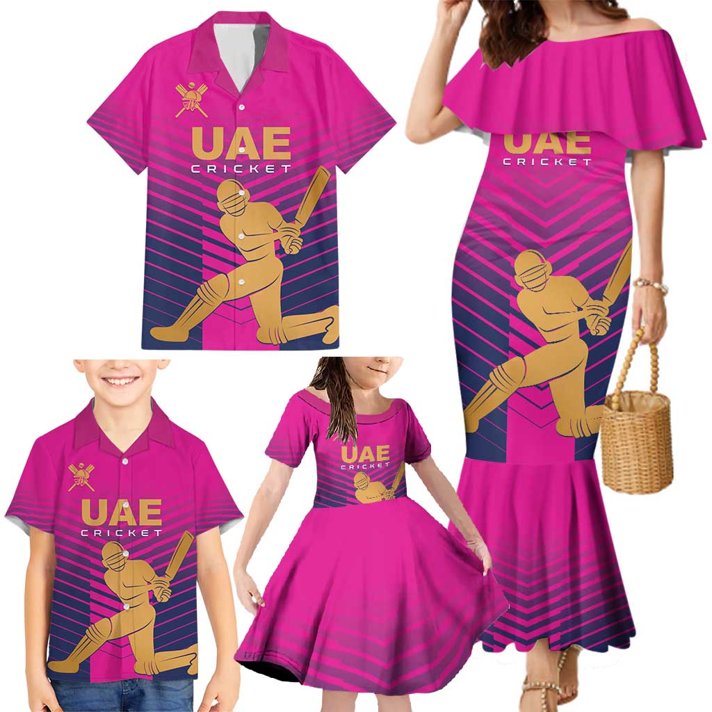 Custom United Arab Emirates Cricket Family Matching Mermaid Dress and Hawaiian Shirt Go Boys Team UAE - Wonder Print Shop