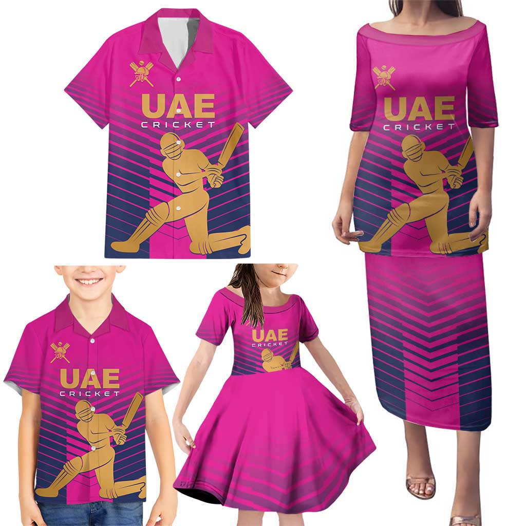 Custom United Arab Emirates Cricket Family Matching Puletasi and Hawaiian Shirt Go Boys Team UAE - Wonder Print Shop