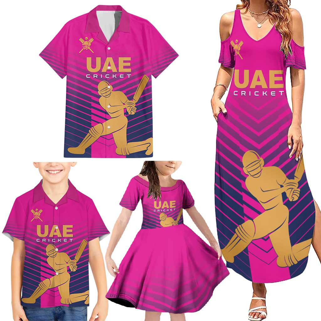 Custom United Arab Emirates Cricket Family Matching Summer Maxi Dress and Hawaiian Shirt Go Boys Team UAE - Wonder Print Shop