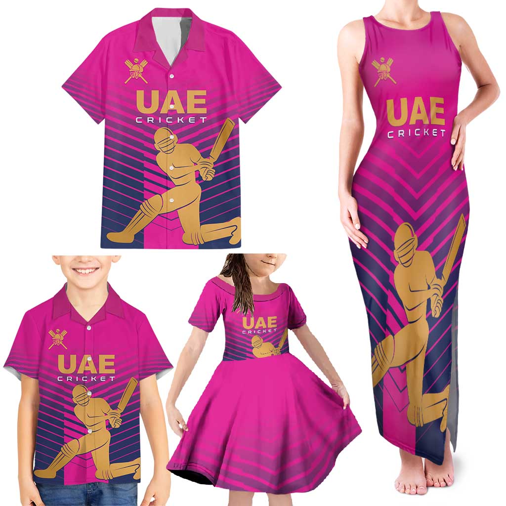 Custom United Arab Emirates Cricket Family Matching Tank Maxi Dress and Hawaiian Shirt Go Boys Team UAE - Wonder Print Shop