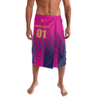 Boys' pink cricket shorts with navy chevron stripes, elastic waistband, print '01'