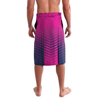 Boys' pink and navy cricket shorts with zigzag pattern, back view, drawstring