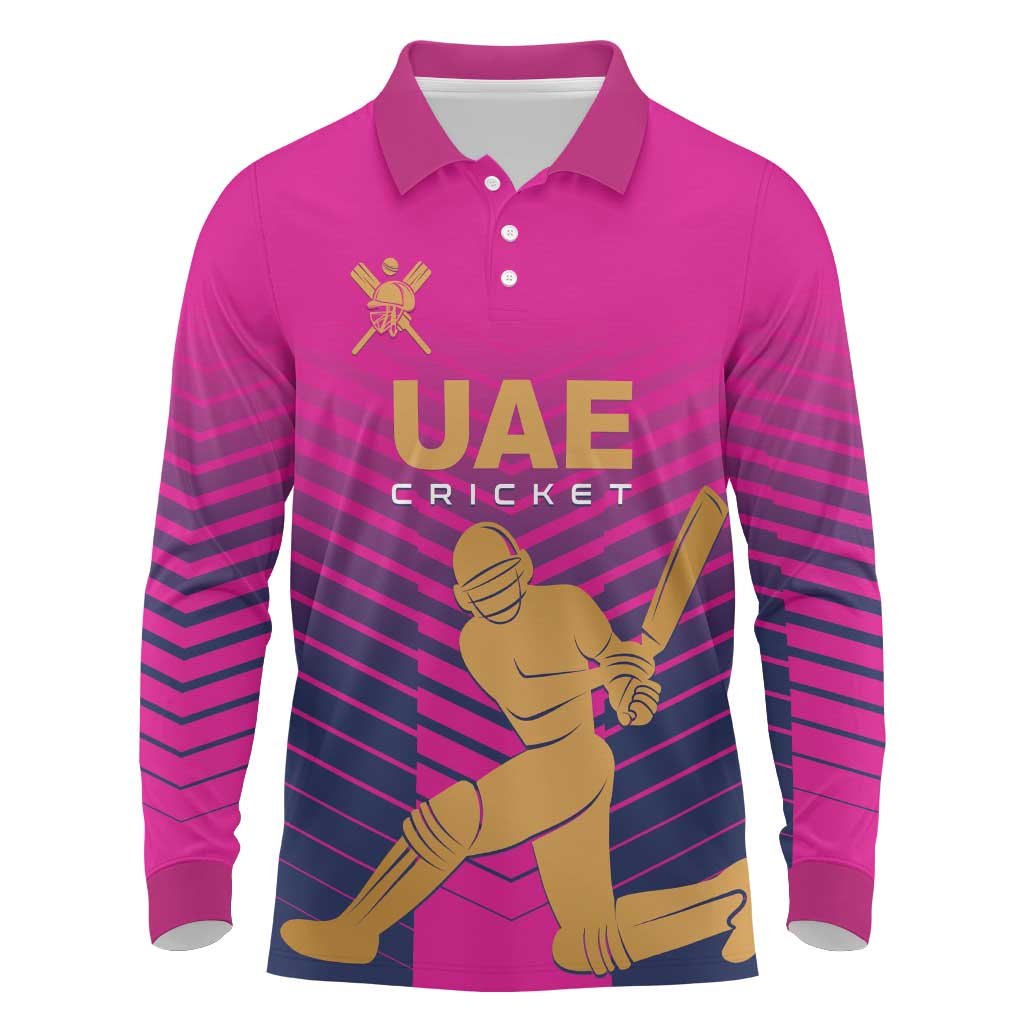 Custom United Arab Emirates Cricket Long Sleeve Polo Shirt Go Boys Team UAE - Wonder Print Shop