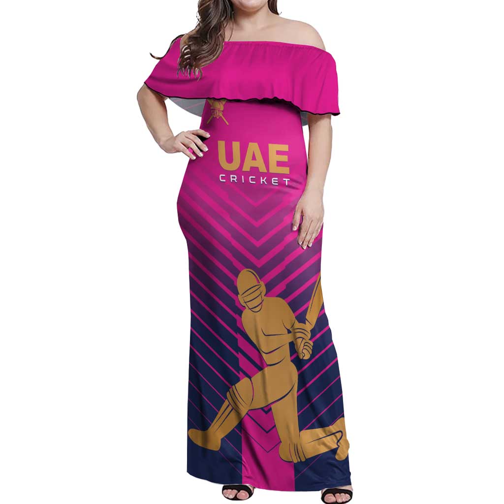 Custom United Arab Emirates Cricket Off Shoulder Maxi Dress Go Boys Team UAE - Wonder Print Shop