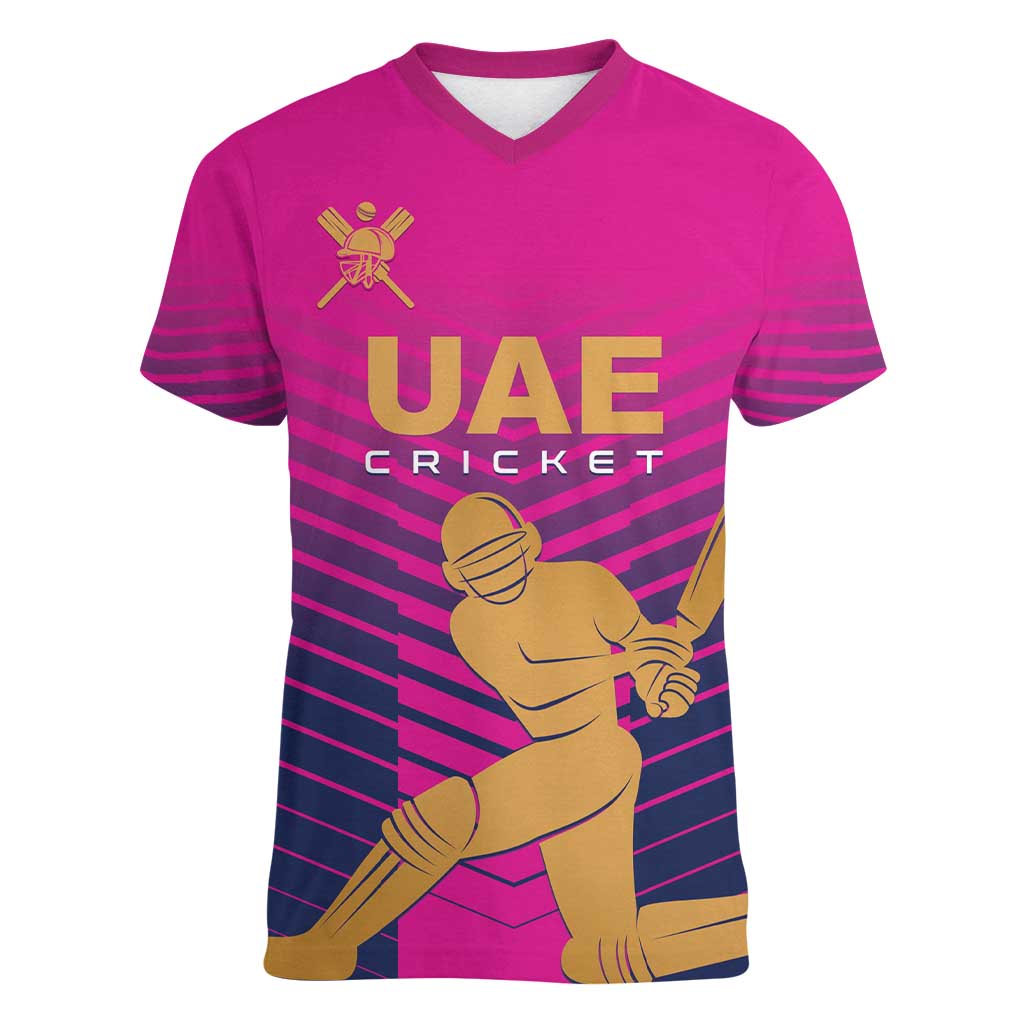 Custom United Arab Emirates Cricket Women V-Neck T-Shirt Go Boys Team UAE - Wonder Print Shop