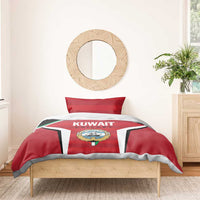 Red Kuwait Cricket duvet with crest shield, white stripes, and KUWAIT CRICKET lettering
