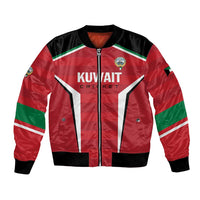 Red bomber jacket with full-zip front, green stripe panels, crest and logo