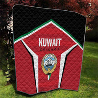 Kuwait cricket quilt blanket with red shield, white stripes, green border, team emblem