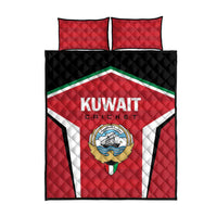 Kuwait Cricket quilt bed set with red diamond stitching, black borders, and crest centered.
