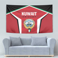 Kuwait cricket tapestry wall hanging featuring team crest, red field with green trim and white border
