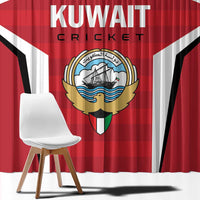 Kuwait cricket curtain with large crest and KUWAIT CRICKET text on red