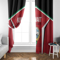 Hanging window curtain with red-and-black Kuwait cricket crest and green/white diamond accents