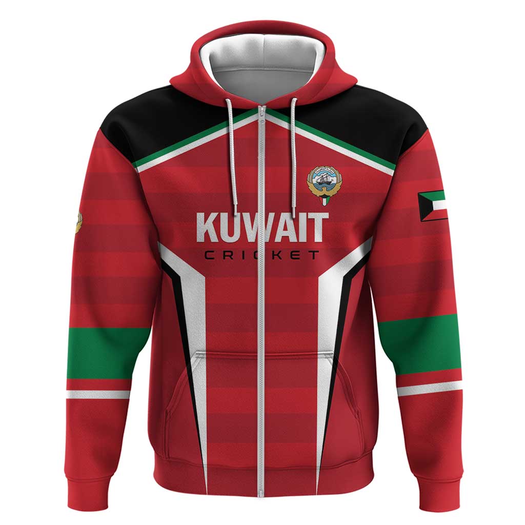 Custom Kuwait Cricket Zip Hoodie Go Champions - Wonder Print Shop