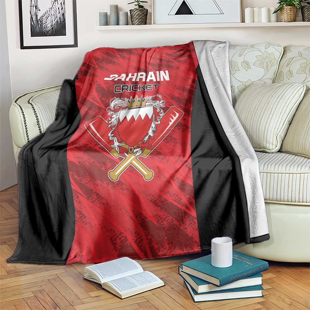 Bahrain cricket blanket, red center with black sides and team crest logo