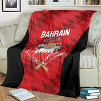 Red and black Bahrain Cricket blanket with large crest and crossed bats design