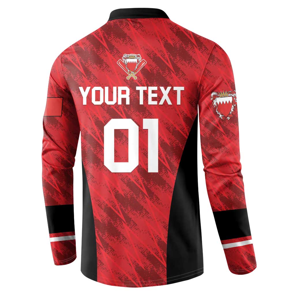 Back view red cricket button sweatshirt with YOUR TEXT and number 01, black side panels