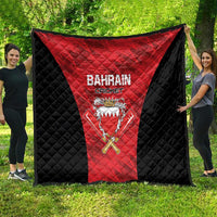 Bahrain cricket quilt spread outdoors, red center with team crest and 'BAHRAIN CRICKET'
