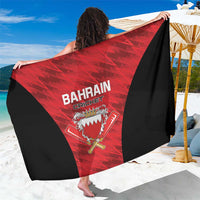 Red and black cricket sarong with Bahrain Cricket text and crest, draped