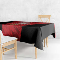 Bahrain cricket tablecloth featuring red team logo area with black corner drape