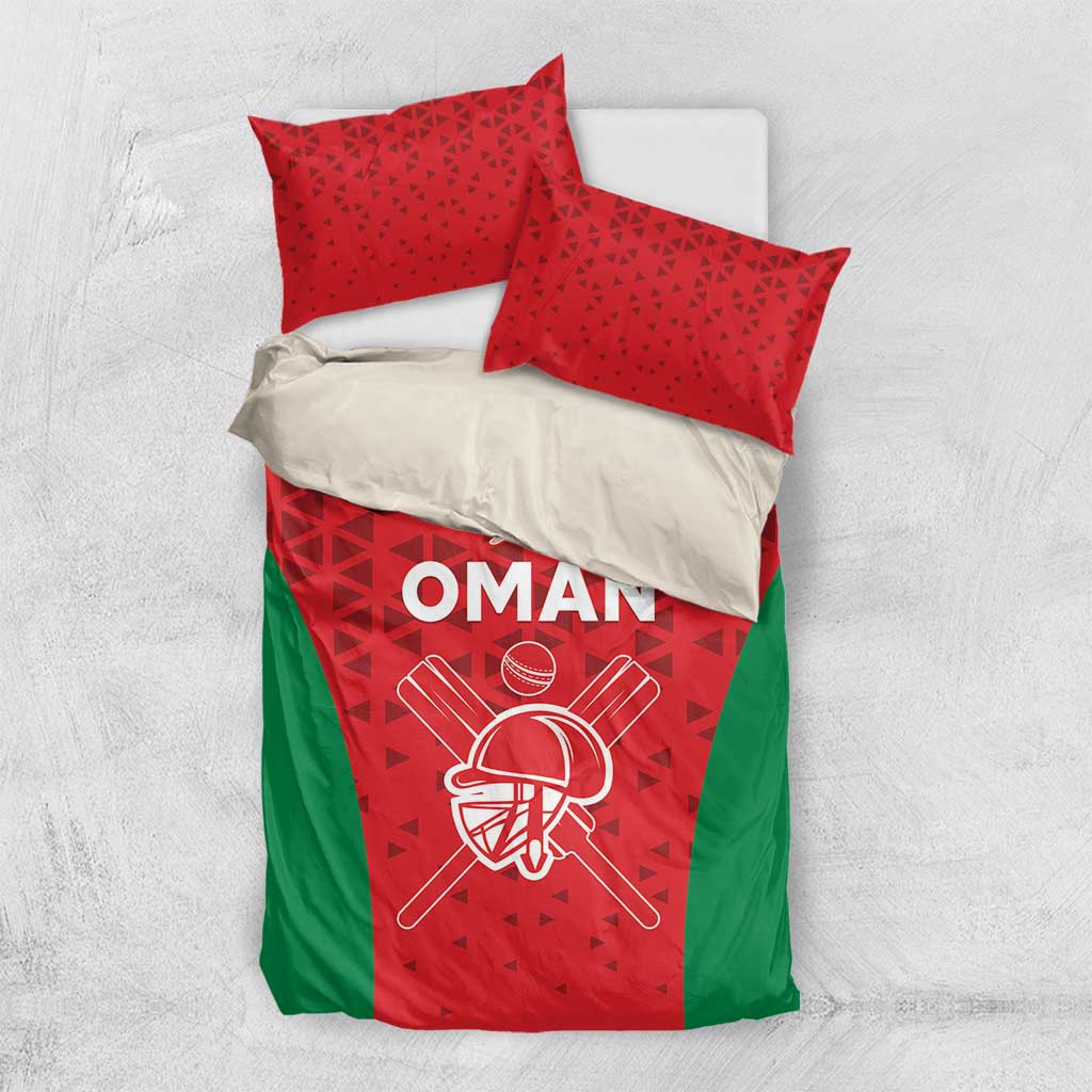 Cricket bedding set with red front panel, green side fabric, and two red pillow covers