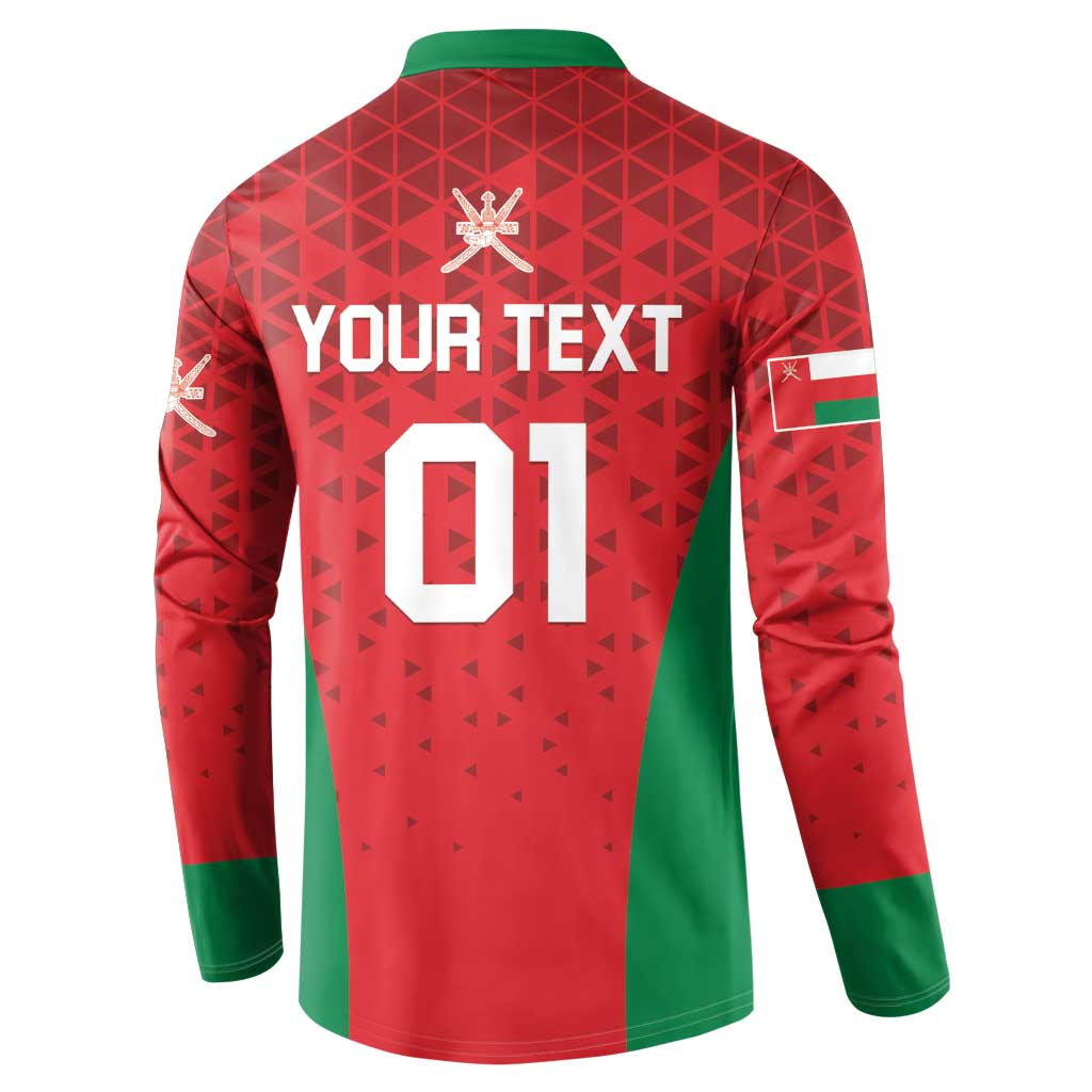Red and green cricket button sweatshirt back with YOUR TEXT 01 and flag patch