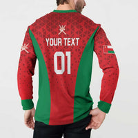 Cricket button sweatshirt back with YOUR TEXT 01 design, worn on model