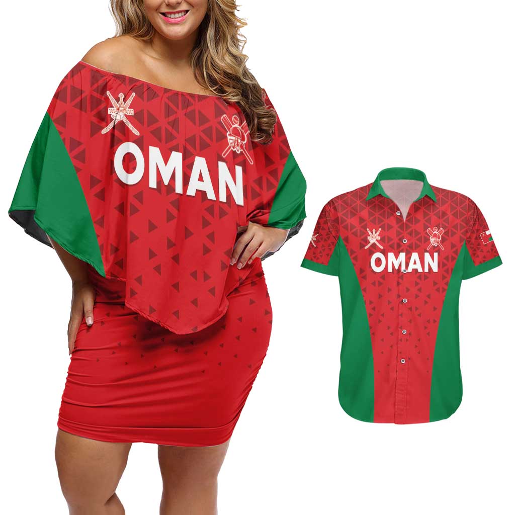 Custom Oman Cricket Couples Matching Off Shoulder Short Dress and Hawaiian Shirt Team Oman Come On - Wonder Print Shop