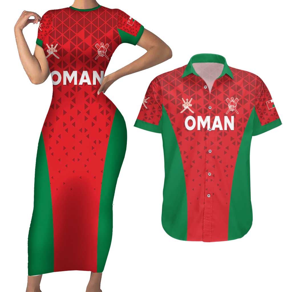 Custom Oman Cricket Couples Matching Short Sleeve Bodycon Dress and Hawaiian Shirt Team Oman Come On - Wonder Print Shop