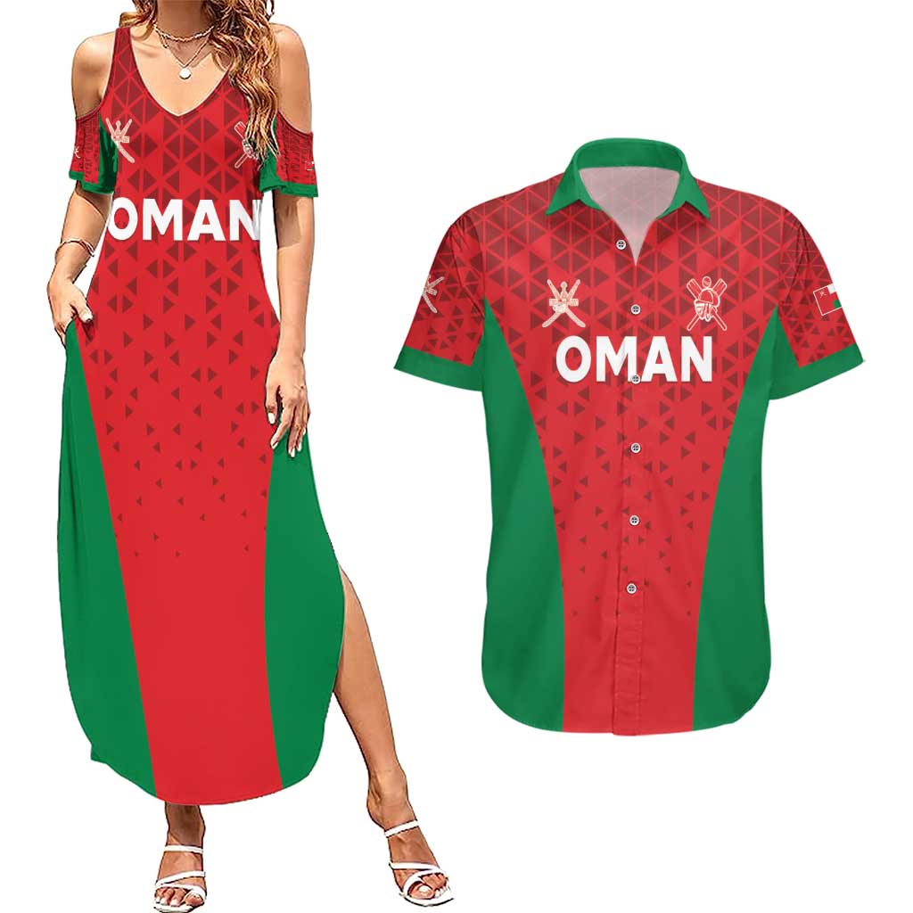 Custom Oman Cricket Couples Matching Summer Maxi Dress and Hawaiian Shirt Team Oman Come On - Wonder Print Shop