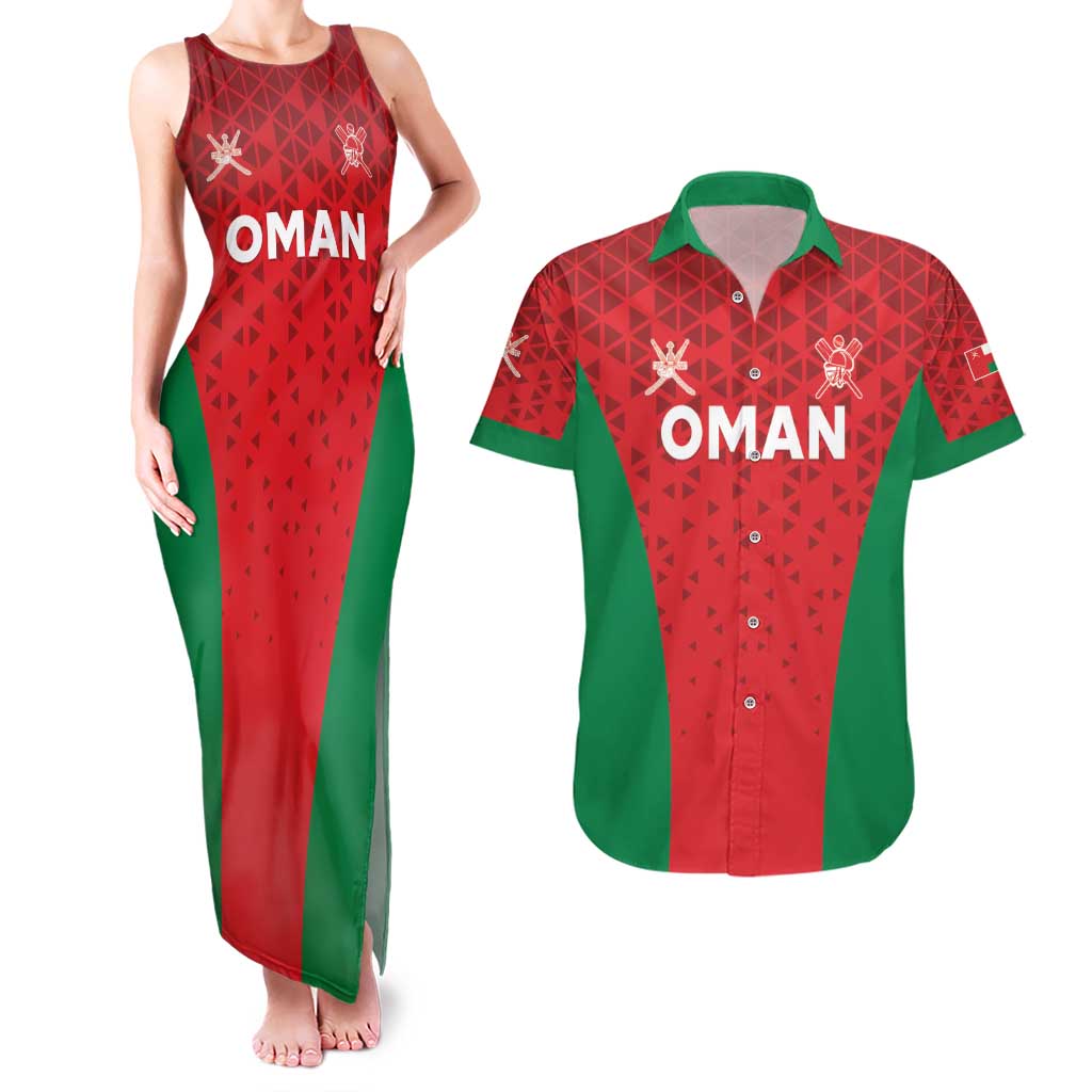 Custom Oman Cricket Couples Matching Tank Maxi Dress and Hawaiian Shirt Team Oman Come On - Wonder Print Shop