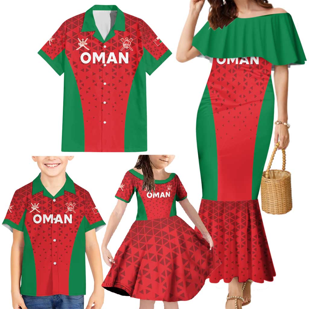 Custom Oman Cricket Family Matching Mermaid Dress and Hawaiian Shirt Team Oman Come On - Wonder Print Shop