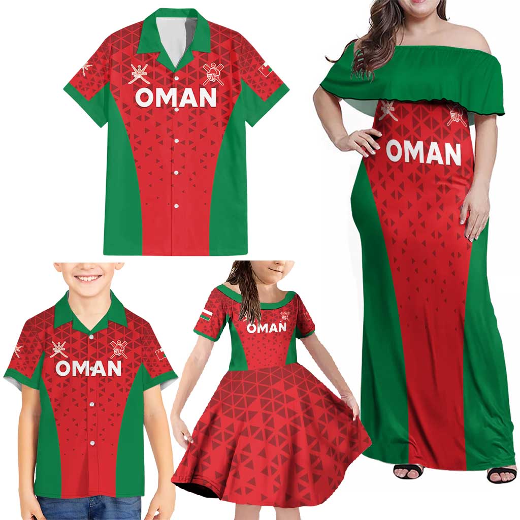 Custom Oman Cricket Family Matching Off Shoulder Maxi Dress and Hawaiian Shirt Team Oman Come On - Wonder Print Shop