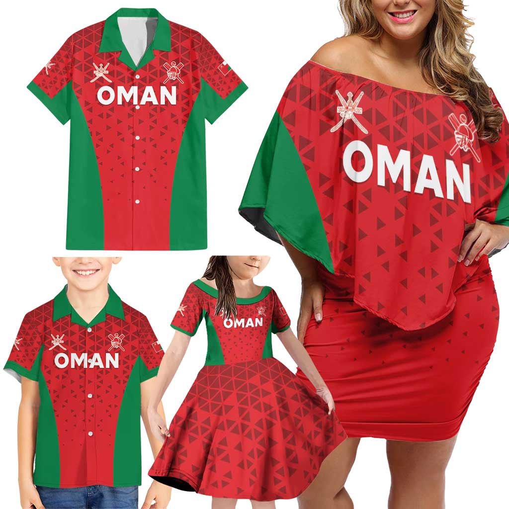 Custom Oman Cricket Family Matching Off Shoulder Short Dress and Hawaiian Shirt Team Oman Come On - Wonder Print Shop