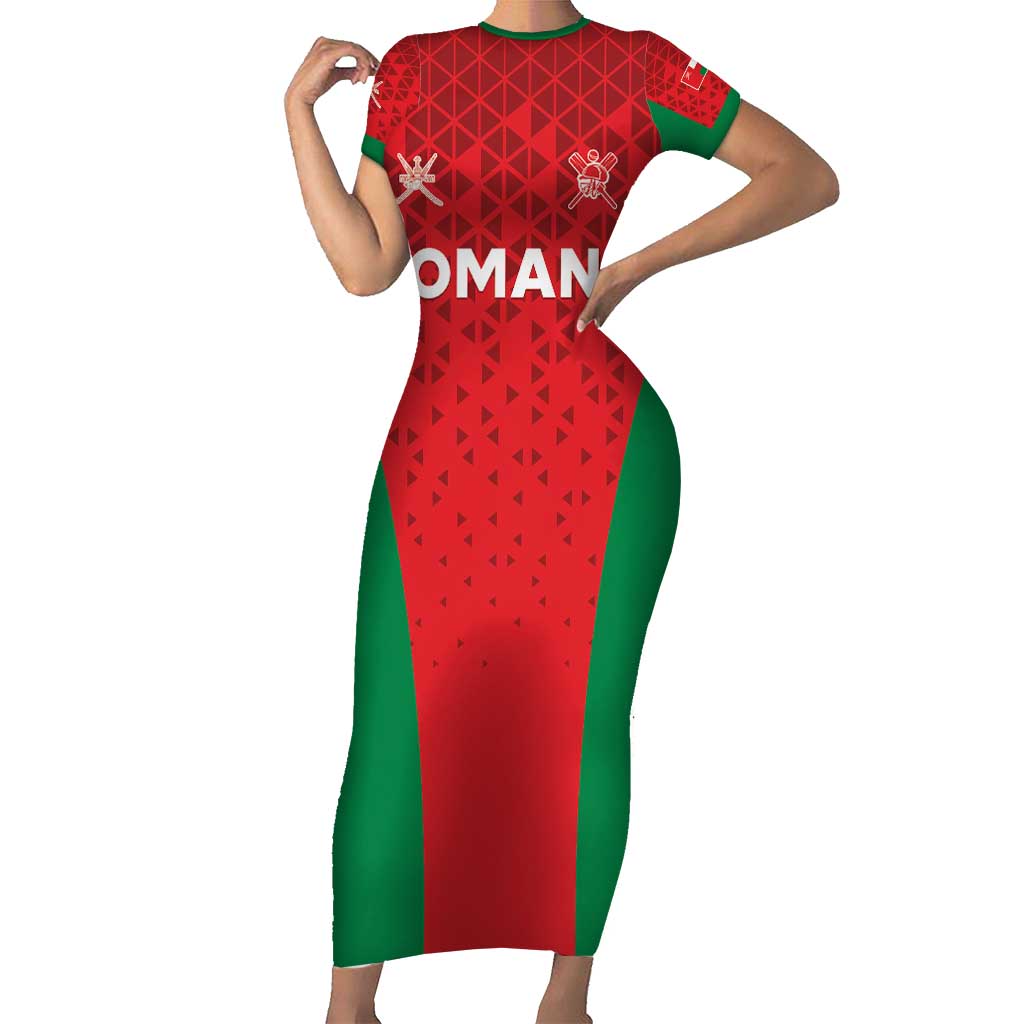 Custom Oman Cricket Short Sleeve Bodycon Dress Team Oman Come On - Wonder Print Shop