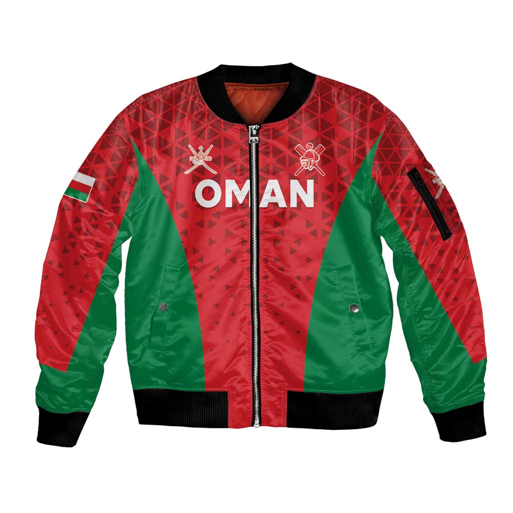 Custom Oman Cricket Sleeve Zip Bomber Jacket Team Oman Come On - Wonder Print Shop