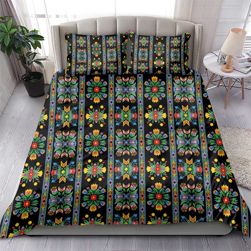 Regalia Stripe Floral Pattern Bedding Set Colorful Attractive - Wonder Print Shop