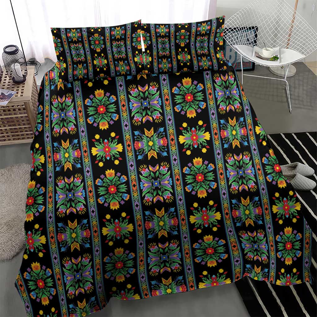 Regalia Stripe Floral Pattern Bedding Set Colorful Attractive - Wonder Print Shop