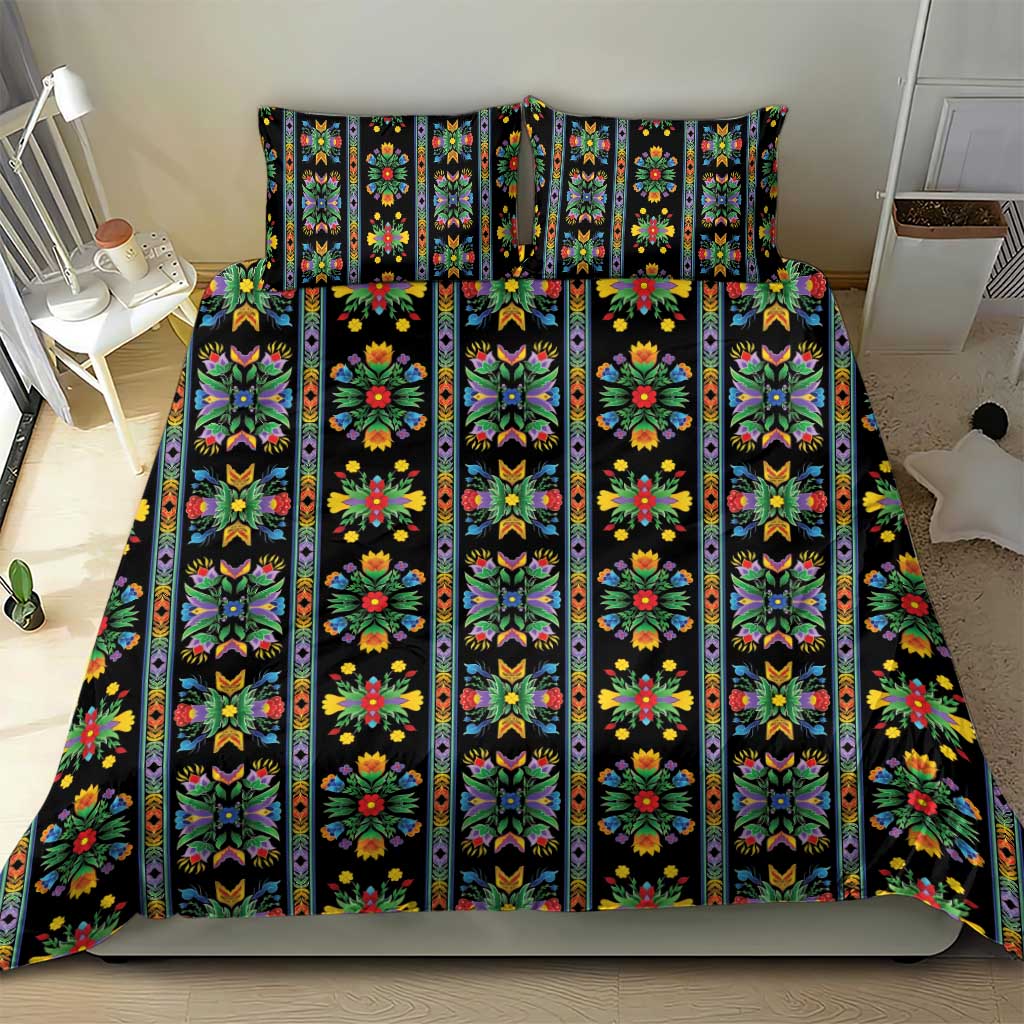 Regalia Stripe Floral Pattern Bedding Set Colorful Attractive - Wonder Print Shop