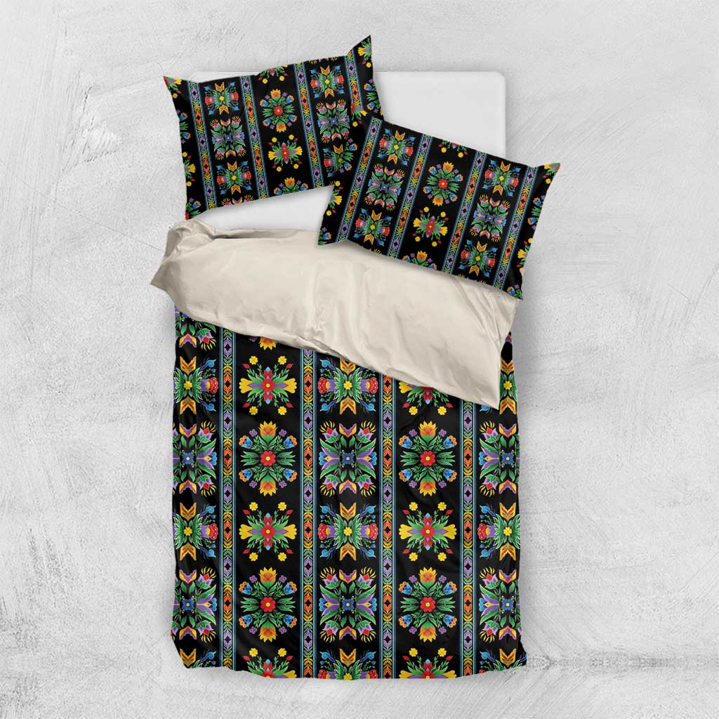 Regalia Stripe Floral Pattern Bedding Set Colorful Attractive - Wonder Print Shop