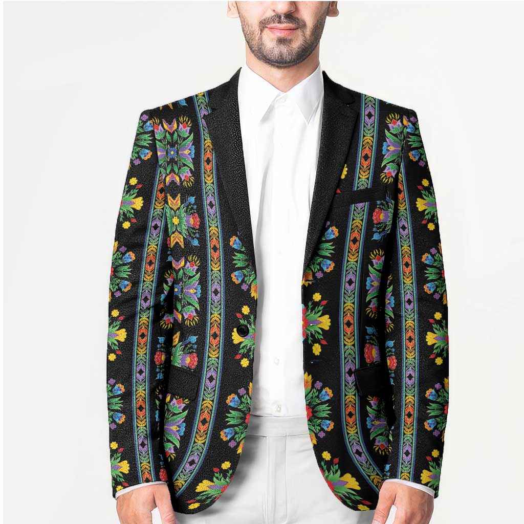 Regalia Stripe Floral Pattern Blazer Colorful Attractive - Wonder Print Shop