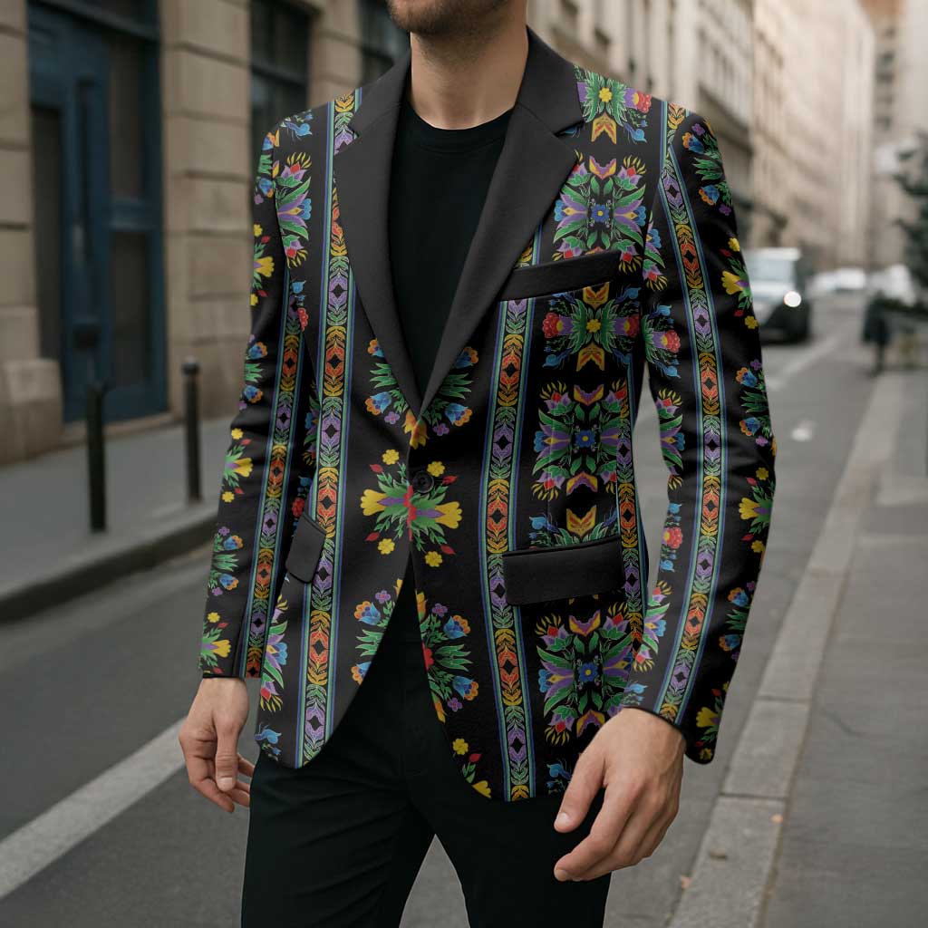 Regalia Stripe Floral Pattern Blazer Colorful Attractive - Wonder Print Shop