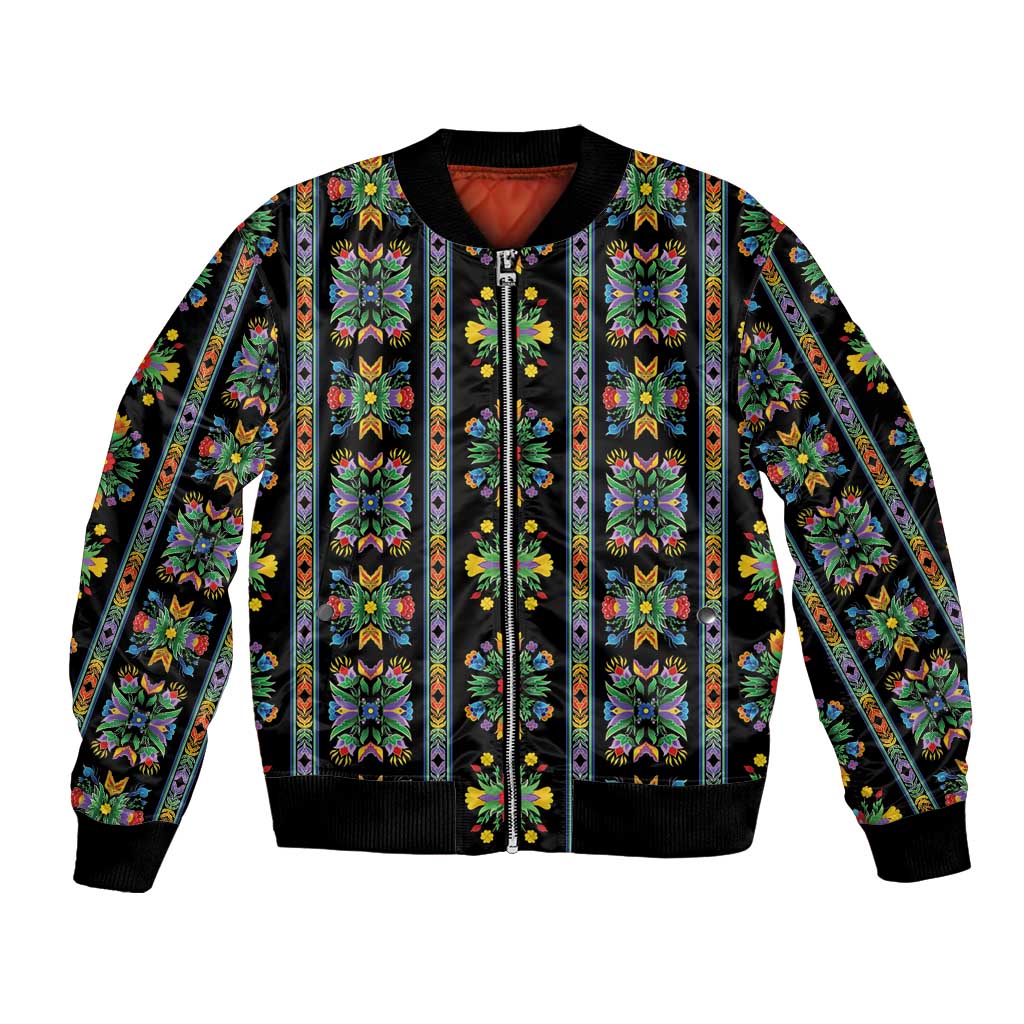 Regalia Stripe Floral Pattern Bomber Jacket Colorful Attractive - Wonder Print Shop