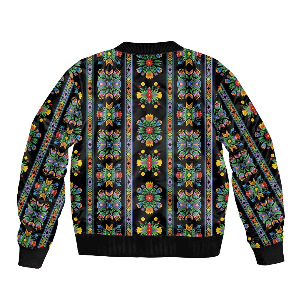 Regalia Stripe Floral Pattern Bomber Jacket Colorful Attractive - Wonder Print Shop